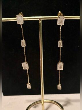 Pair of Cubic Zirconia Linear Drop Earrings Classy | NWT